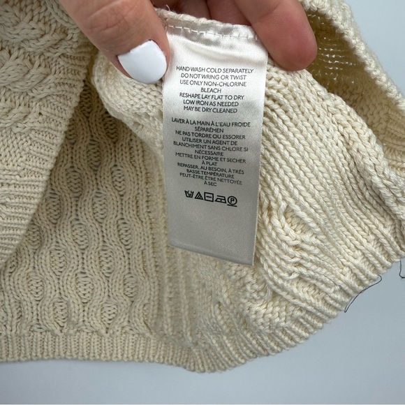 Free People Women’s M Cable Knit Cotton Sweater Tank Top Beige - Picture 3 of 6